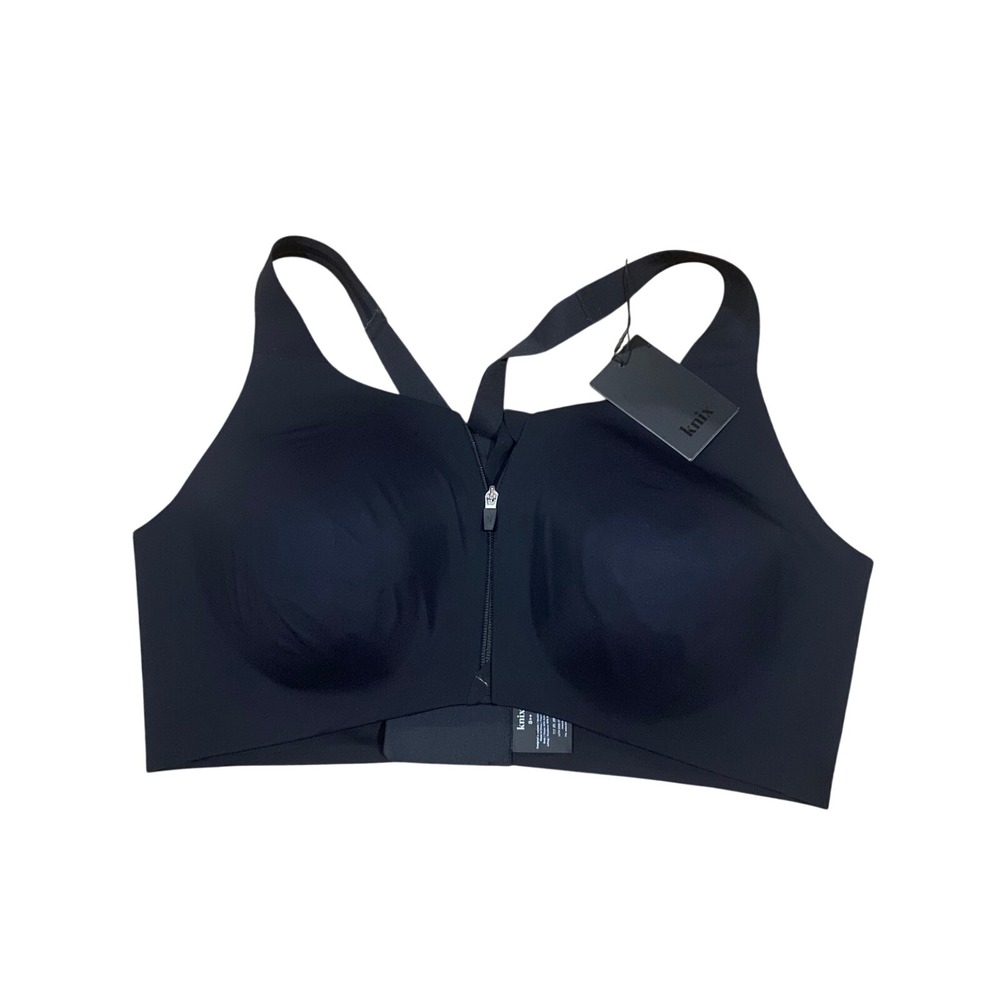 #283 Black Womens Knix Catalyst Front Zip Sports Bra